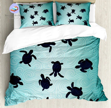 Housse de Couette Bébé Tortue Turquoise